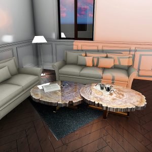 Natural Rounded Shape Coffee Table