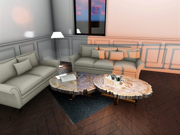 Natural Rounded Shape Coffee Table